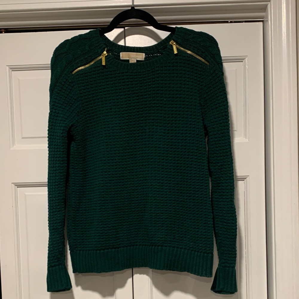 Michael Kors Green Women's Sweater with Zipper Accents